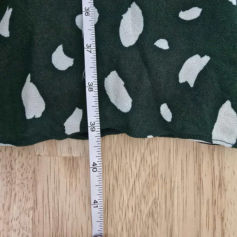Reformation Dress Womens Small Green Wrap Midi 3/4 Sleeve‎ Tie Waist Dot Print - Picture 7 of 11